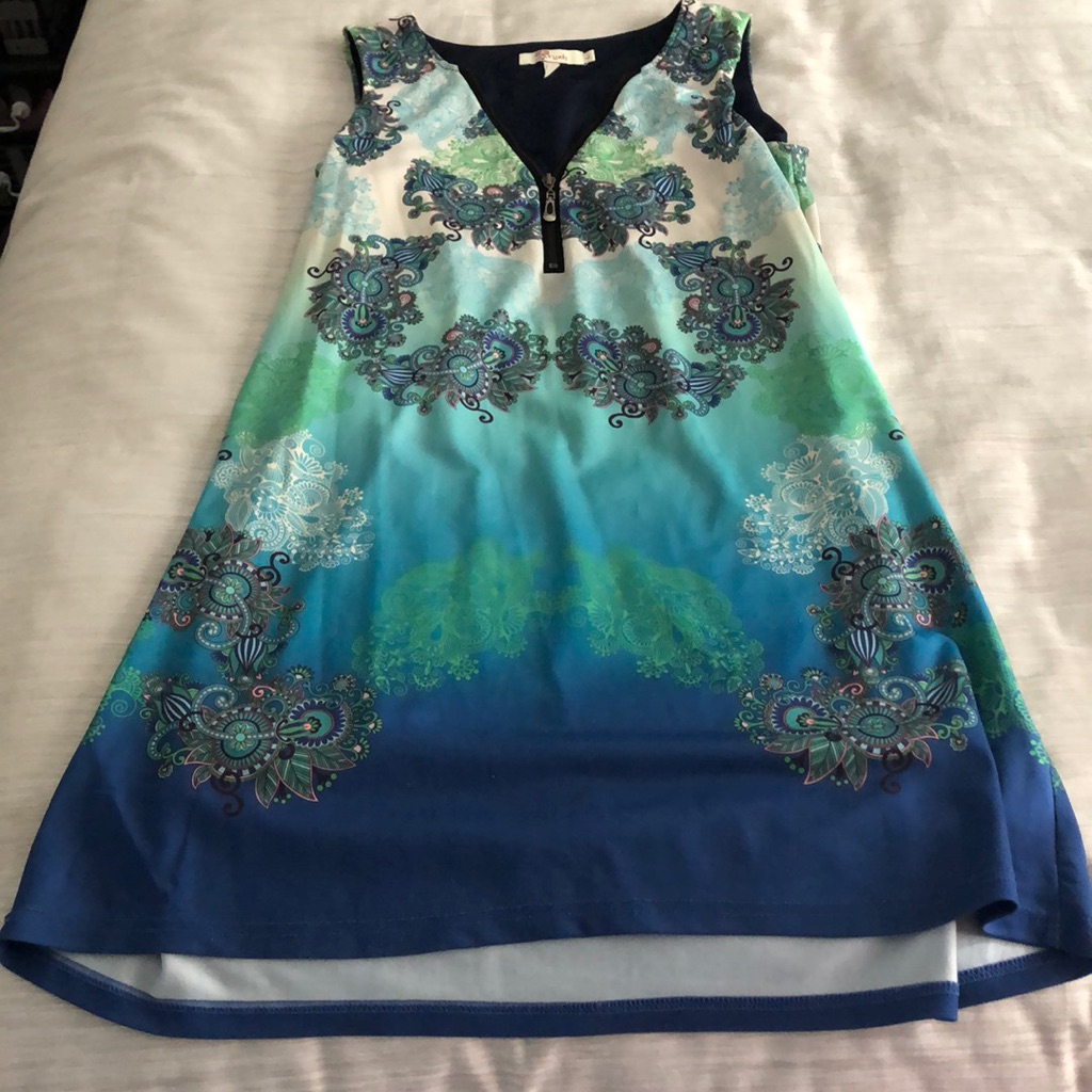 Aryeh Blue & Green Patterned Dress